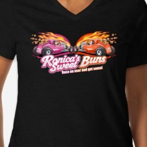 Black V Neck Short Sleeve