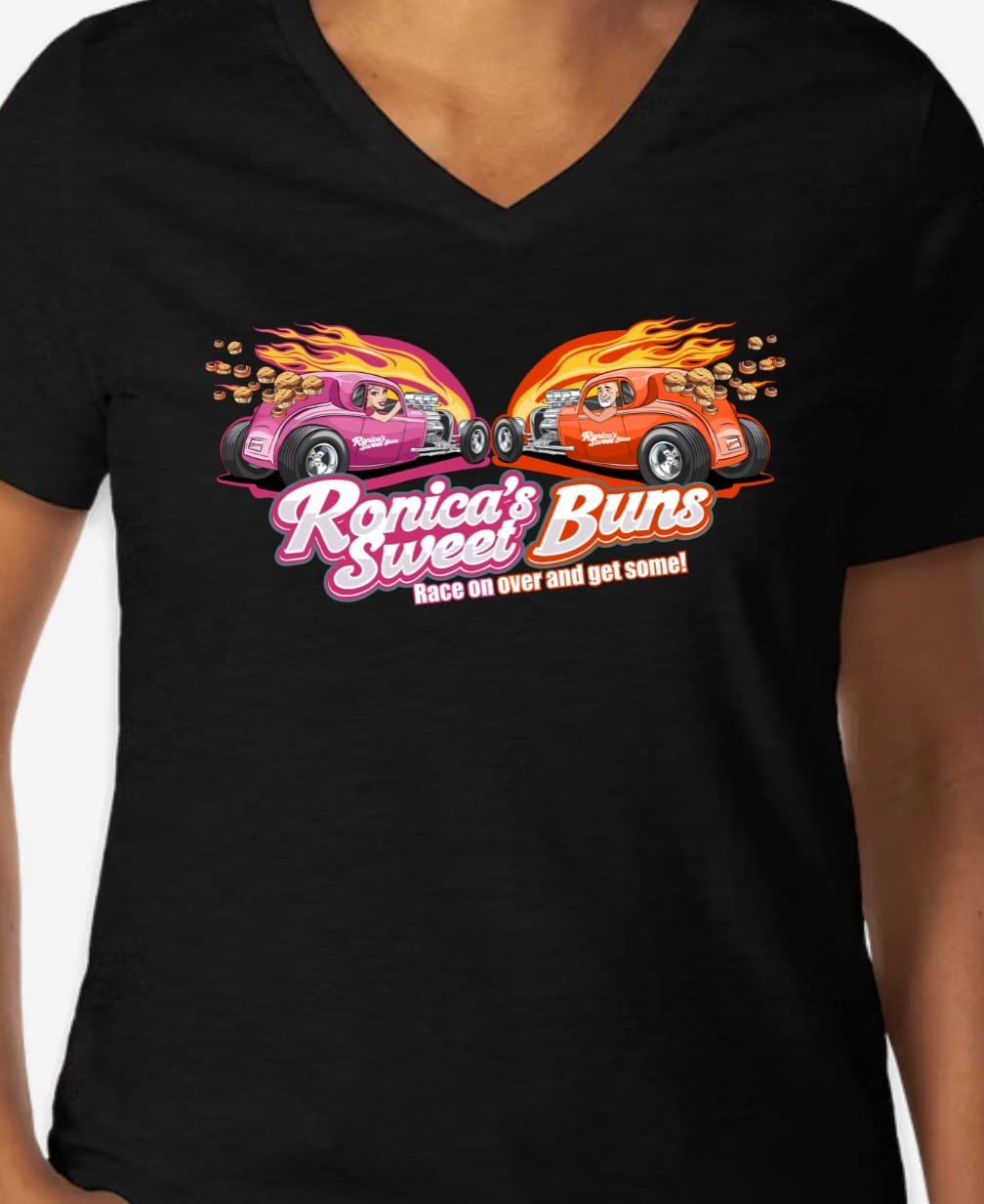 Black V Neck Short Sleeve